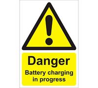 Seco Danger Battery Charging in Progress Sign, 400mm x 600mm - 1mm Semi Rigid Plastic