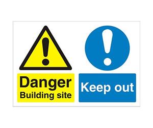 Seco Danger Building Site, Keep Out Sign, 600mm x 450mm - 4mm Fluted Board