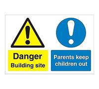 Seco Danger Building Site, Parents Keep Children Out Sign, 400mm x 300mm - 4mm Fluted Board