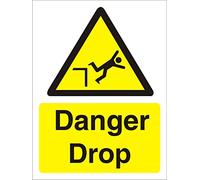 Warning Sign Danger Drop Adhesive Vinyl 20 x 15 cm