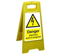 Seco Danger Electrical Work in Progress Floor Standing Sign, 300mm x 600mm - Polypropylene