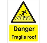 Seco Danger Fragile Roof Sign, 200mm x 300mm - 1mm Semi Rigid Plastic
