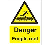 Seco Danger Fragile Roof Sign, 300mm x 400mm - Self Adhesive Vinyl