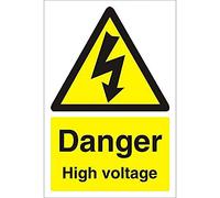 Warning Sign High Voltage Freestanding Corrugated Board 30 x 20 cm