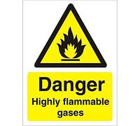 Seco Danger Highly Flammable Gases Sign, 150mm x 200mm - 1mm Semi Rigid Plastic