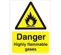 Seco Danger Highly Flammable Gases Sign, 200mm x 300mm - 1mm Semi Rigid Plastic