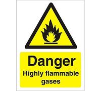 Seco Danger Highly Flammable Gases Sign, 300mm x 400mm - Self Adhesive Vinyl