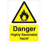 Seco Danger Highly Flammable Liquid Sign, 150mm x 200mm - 1mm Semi Rigid Plastic