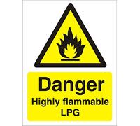 Seco Danger Highly Flammable LPG Sign, 150mm x 200mm - Self Adhesive Vinyl