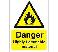 Seco Danger Highly Flammable Material Sign, 200mm x 300mm - 1mm Semi Rigid Plastic