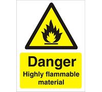 Seco Danger Highly Flammable Material Sign, 200mm x 300mm - Self Adhesive Vinyl