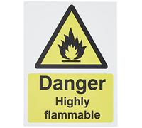 Seco Danger Highly Flammable Sign, 150mm x 200mm - 1mm Semi Rigid Plastic