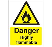 Seco Danger Highly Flammable Sign, 200mm x 300mm - 1mm Semi Rigid Plastic