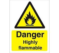 Seco Danger Highly Flammable Sign, 300mm x 400mm - 1mm Semi Rigid Plastic