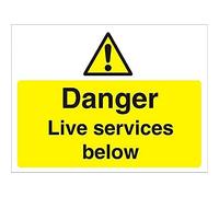 Seco Danger Live Services Below Sign, 600mm x 450mm - 4mm Fluted Board