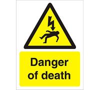 Seco Danger of Death Sign, 200mm x 300mm - 1mm Semi Rigid Plastic
