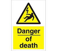 Warning Sign Danger Of Death Freestanding PVC (Polyvinyl Chloride) 30 x 20 cm
