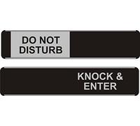 Seco Do Not Disturb/Knock & Enter Sliding Sign, 255mm x 52mm - Aluminum/PVC