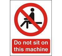 Warning Sign Do Not Sit On This Machine Adhesive Vinyl 30 x 20 cm