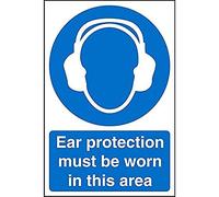 Seco Ear Protection Must Be Worn in This Area Sign, 400mm x 600mm - 1mm Semi Rigid Plastic
