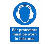 Seco Ear Protectors Must Be Worn in This Area Sign, 150mm x 200mm - 1mm Semi Rigid Plastic
