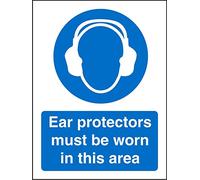 Seco Ear Protectors Must Be Worn in This Area Sign, 150mm x 200mm - Self Adhesive Vinyl