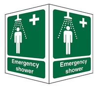 Seco Emergency Shower On Each Face Sign, 150mm x 200mm - 1mm Semi Rigid Plastic