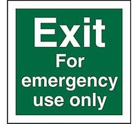 Seco Exit for Emergency Use Only Sign, 100mm x 100mm - 1mm Semi Rigid Plastic