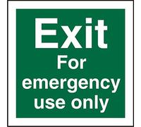 Seco Exit for Emergency Use Only Sign, 150mm x 150mm - Self Adhesive Vinyl