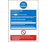 Seco Fire Action With No Entry Symbol Sign, 200mm x 300mm - 1mm Semi Rigid Plastic