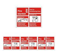Seco Fire Blanket - Explanation Chart Sign, 150mm x 120mm - Self Adhesive Vinyl (Pack of 4)