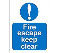 Seco Fire Escape Keep Clear Sign, 150mm x 200mm - 1mm Semi Rigid Plastic
