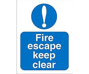 Seco Fire Escape Keep Clear Sign, 150mm x 200mm - 1mm Semi Rigid Plastic