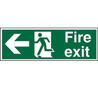 Seco Fire Exit - Arrow Pointing Left, Man Running Left, Fire Exit Sign, 300mm x 100mm - 5mm Acrylic with Double Sided Backing