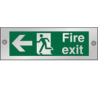 Seco Fire Exit - Arrow Pointing Left, Man Running Left, Fire Exit Sign, 300mm x 100mm - 5mm Clear Acrylic with Stand Off Fixings