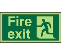 Seco Fire Exit - Fire Exit & Man Running Left Sign, 200mm x 100mm - Photoluminescent 2mm Acrylic