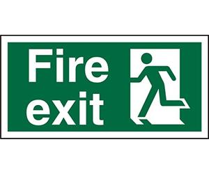 Seco Fire Exit - Fire Exit & Man Running Left Sign, 200mm x 100mm - Self Adhesive Vinyl