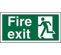 Seco Fire Exit - Fire Exit & Man Running Left Sign, 300mm x 150mm - Self Adhesive Vinyl