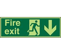 Fire Exit Sign Down Arrow Adhesive Vinyl 10 x 30 cm