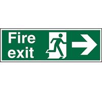 Seco Fire Exit - Fire Exit, Man Running Right, Arrow Pointing Right Sign, 450mm x 150mm - Self Adhesive Vinyl