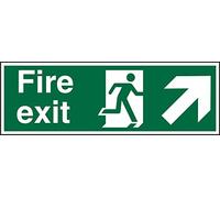 Seco Fire Exit - Fire Exit, Man Running Right, Arrow Pointing Up & Right Sign, 450mm x 150mm - 1mm Semi Rigid Plastic