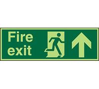 Fire Exit Sign Up Arrow Adhesive Plastic 15 x 45 cm