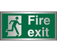 Seco Fire Exit - Man Running Right, Fire Exit Sign, 200mm x 100mm - Brushed Aluminium Acrylic