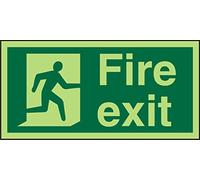 Seco Fire Exit - Man Running Right, Fire Exit Sign, 200mm x 100mm - Photoluminescent 2mm Acrylic
