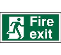Seco Fire Exit - Man Running Right, Fire Exit Sign, 300mm x 150mm - 1mm Semi Rigid Plastic