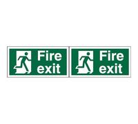 Seco Fire Exit - Man Running Right, Fire Exit Sign, 300mm x 150mm - 1mm Semi Rigid Plastic (Pack of 2)