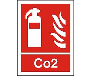 Seco Fire Extinguisher, Fire & Co2 Sign, 200mm x 300mm - Self Adhesive Vinyl