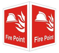 Seco Fire Helmet, Fire & Fire Point On Each Face Sign, 150mm x 200mm - 1mm Semi Rigid Plastic