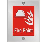 Seco Fire Helmet, Fire & Fire Point Sign, 200mm x 150mm - 5mm Clear Acrylic with Stand Off Fixings