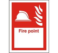 Seco Fire Helmet, Fire with Fire Point Location Sign, 200mm x 300mm - Self Adhesive Vinyl
